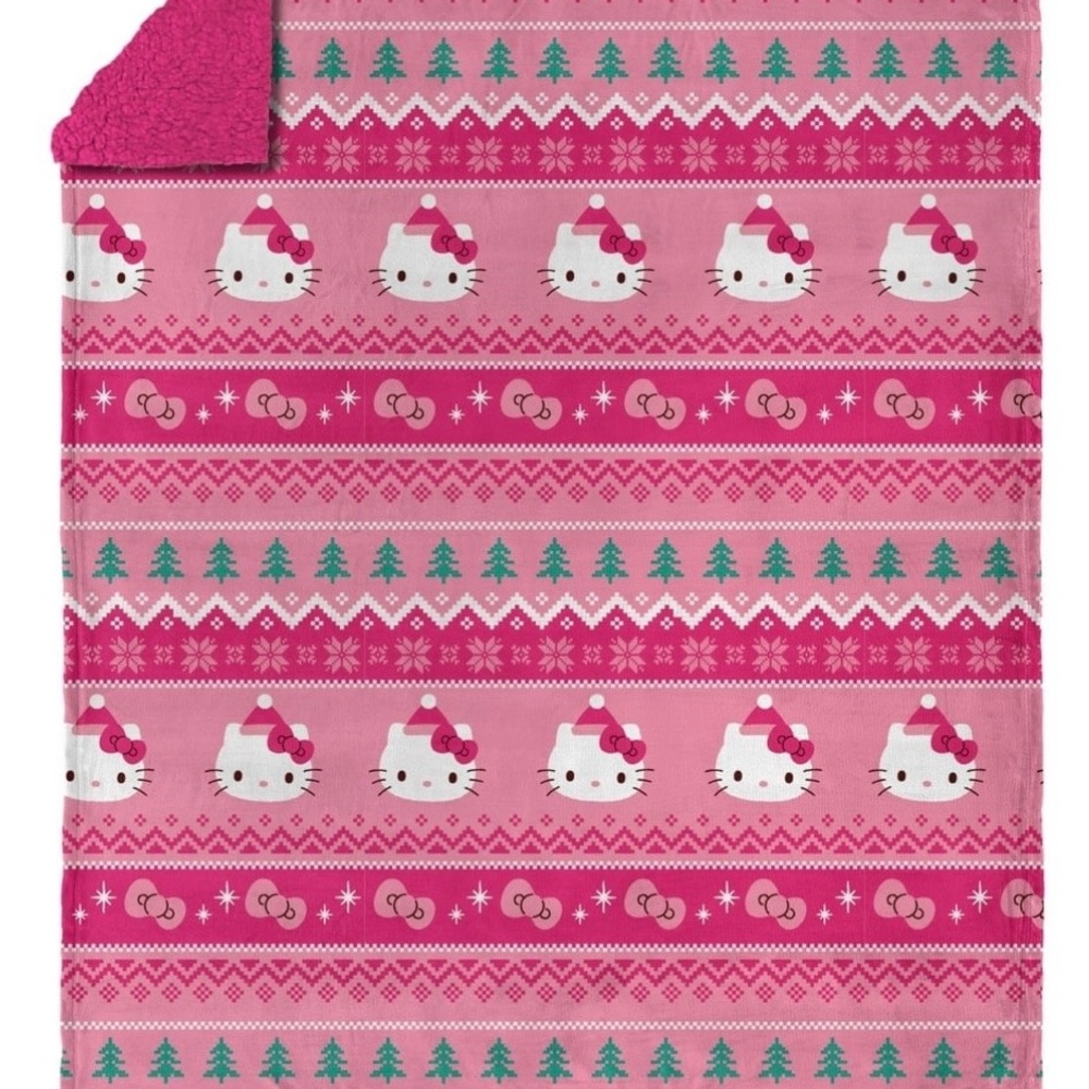Hello Kitty Festive Pink and Green Blanket